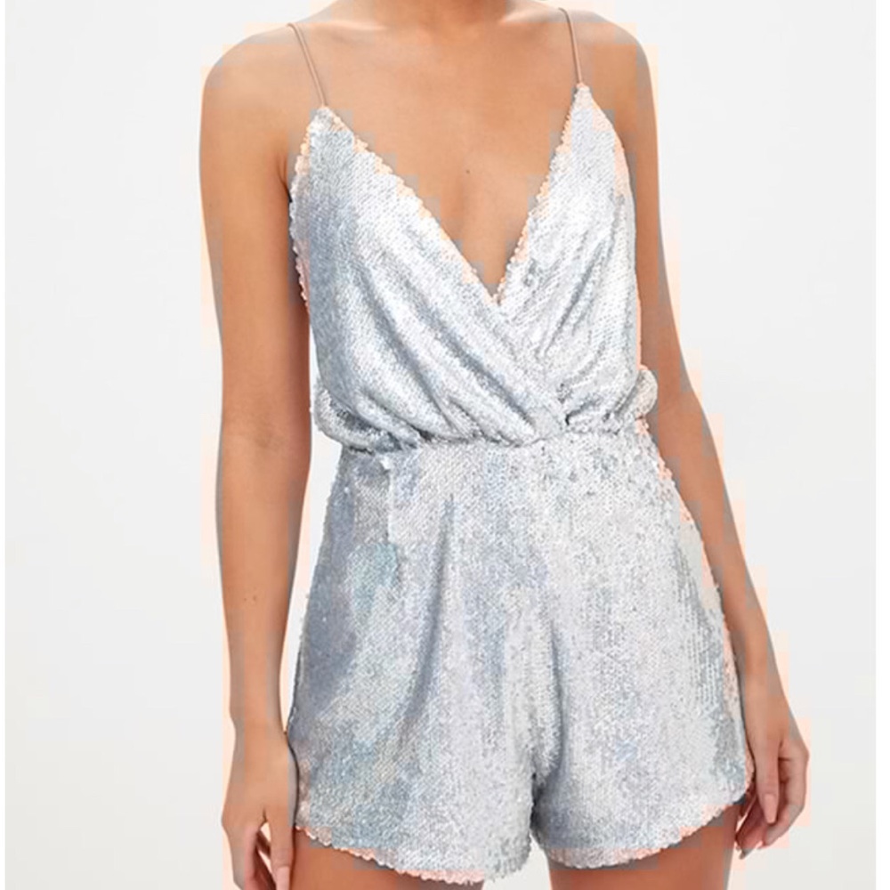 PRETTYLITTLETHING Sequin Romper